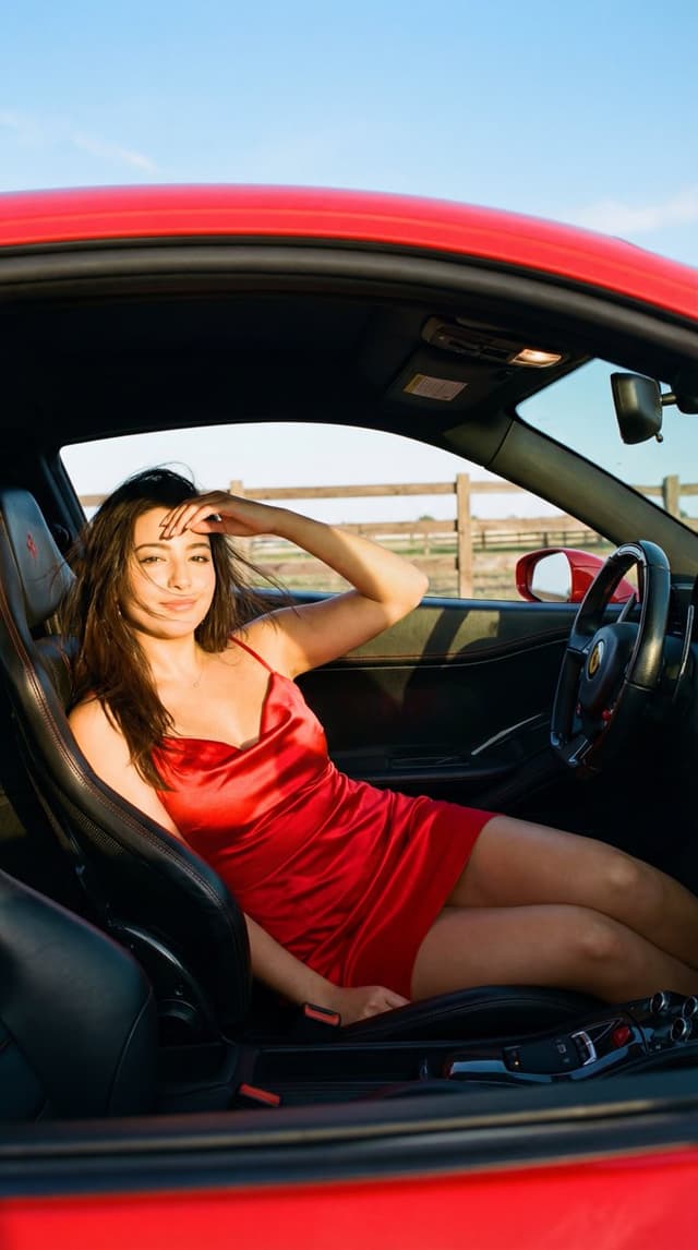 Golden Hour Ferrari Interior Fashion Prompt — output