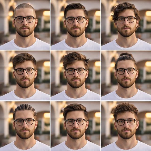 Aesthetic Hairstyle Comparison Grid — output