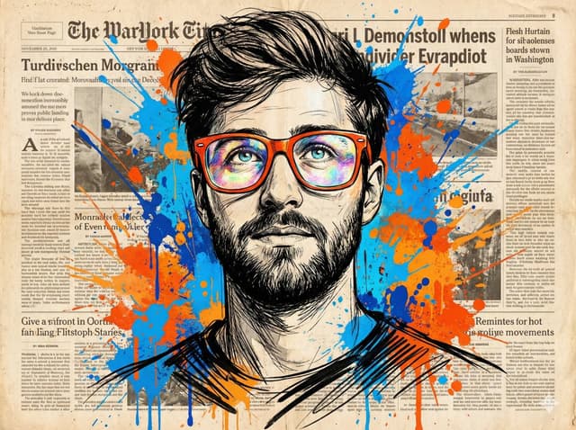 Abstract Expressionist Portrait with Orange Glasses — output