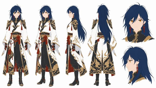 Game Asset - Ornate Anime Character Turnaround Sheet — output