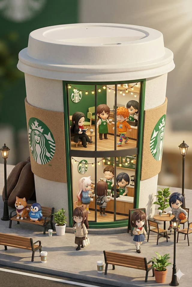 3D chibi miniature brand concept store prompt — output