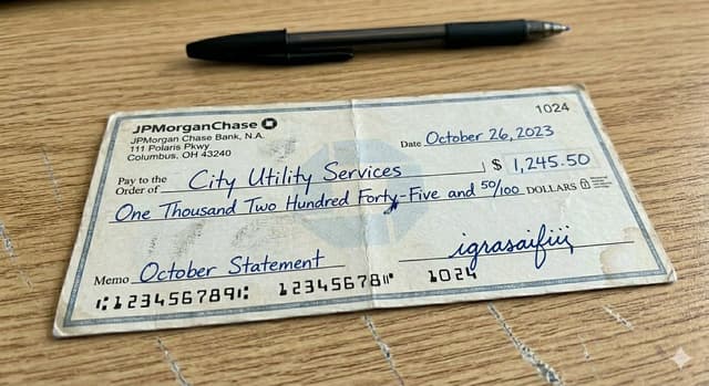 Product Marketing - Photorealistic Bank Check Macro — output