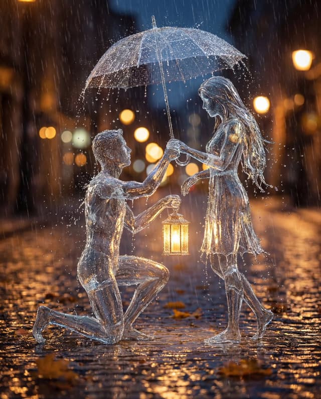 Conceptual Cinematic Art Made Entirely of Water Droplets — output
