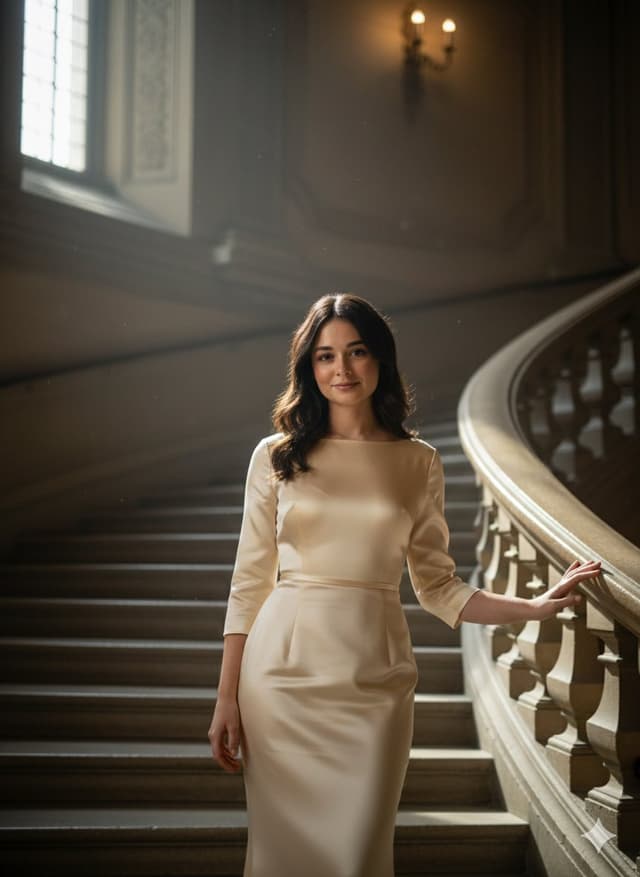 Cinematic Luxury Editorial Portrait on a Stone Staircase — output