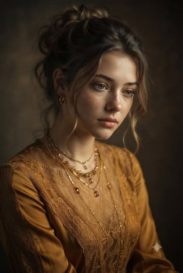 Profile / Avatar - Vintage Mustard Dress Portrait — output