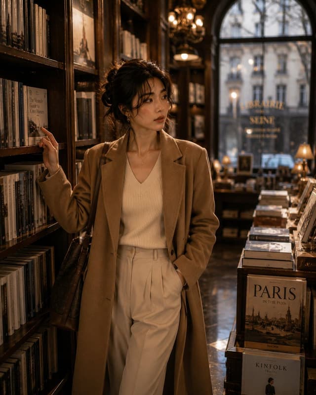 Product Marketing - Korean Woman in Parisian Bookstore — output