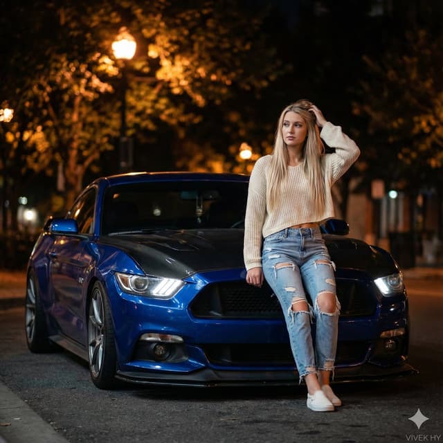 Nighttime Urban Portrait with Mustang GT — output