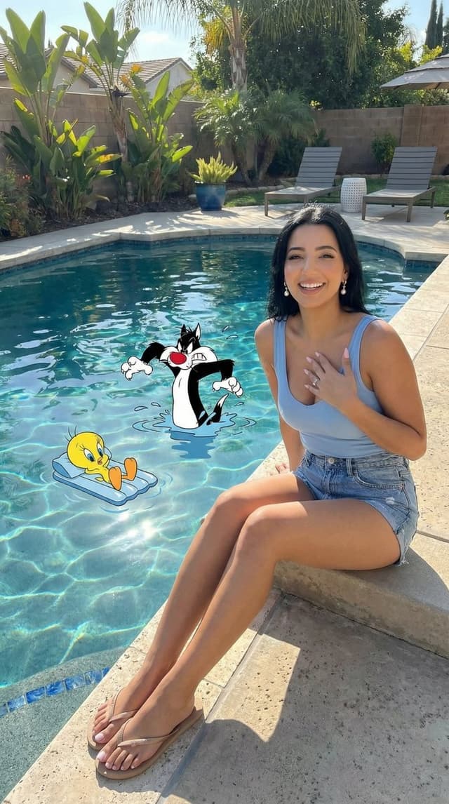 Looney Tunes Poolside Scene Prompt — output