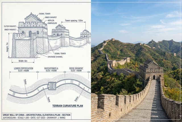 Infographic / Edu Visual - Great Wall of China Mixed Media Comparison — output