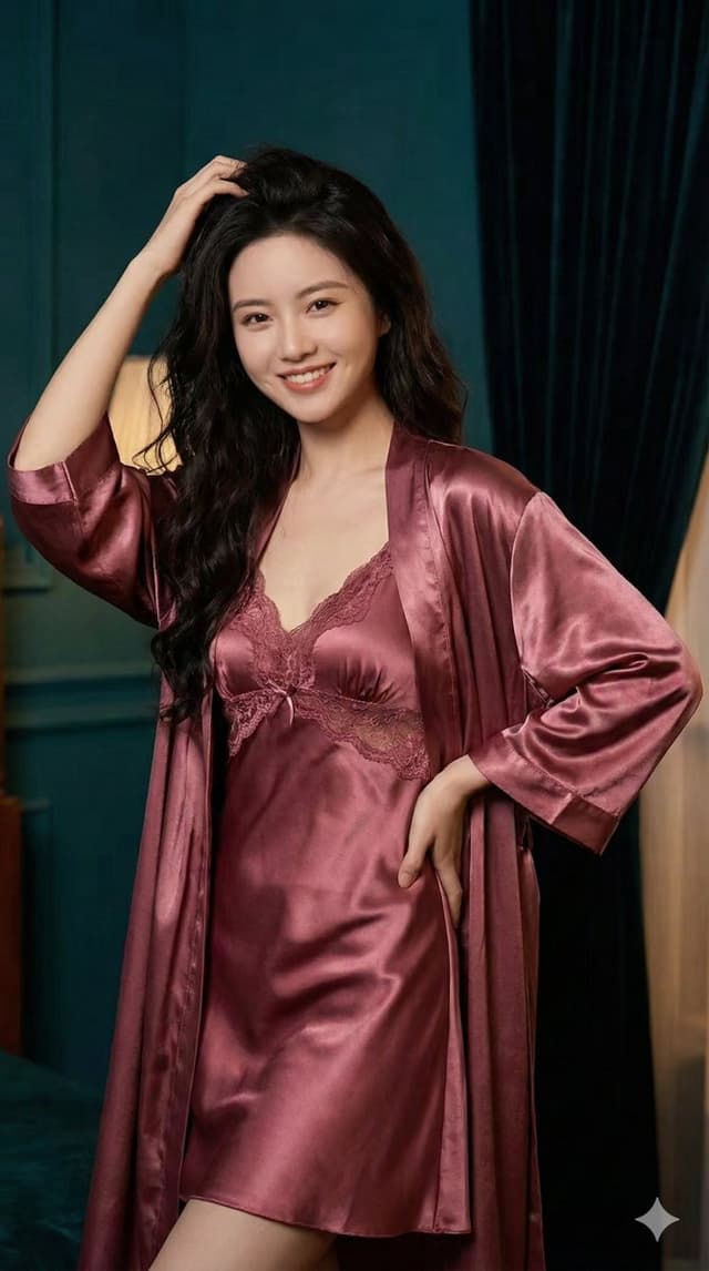 Romantic Silk Nightwear Portrait Prompt — output