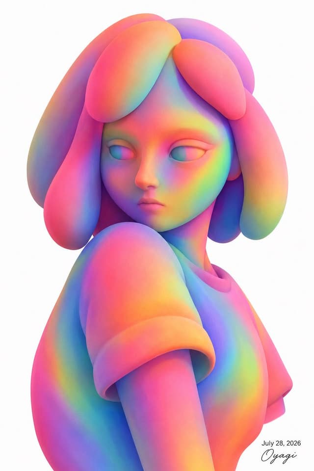 Profile / Avatar - Rainbow Clay Anime Girl Portrait — output