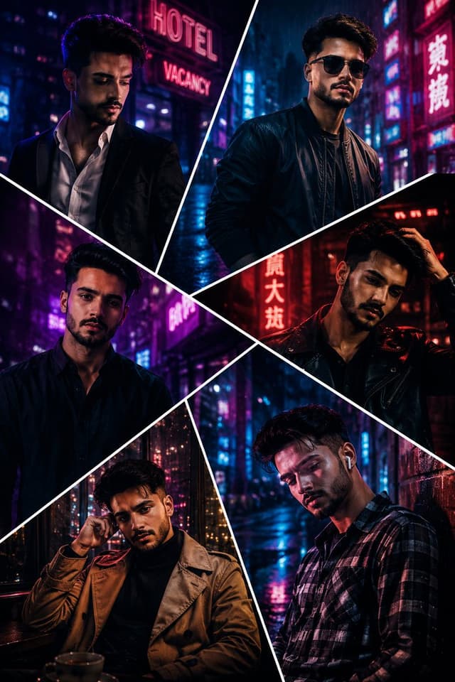 Social Media Post - Cyberpunk Fashion Portrait Collage — output