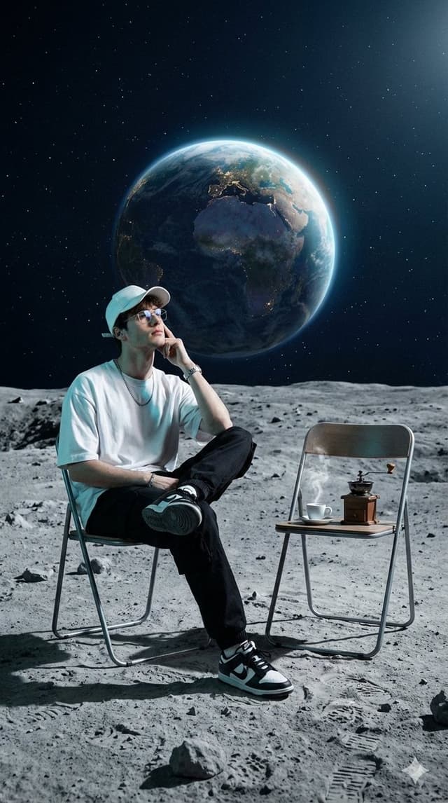 Surreal Cinematic Fashion Editorial on a Lunar Plain — output