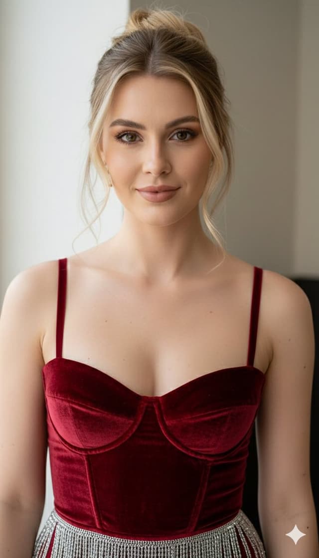 8K Ultra-High Definition Editorial Portrait in Ruby Red Velvet — output