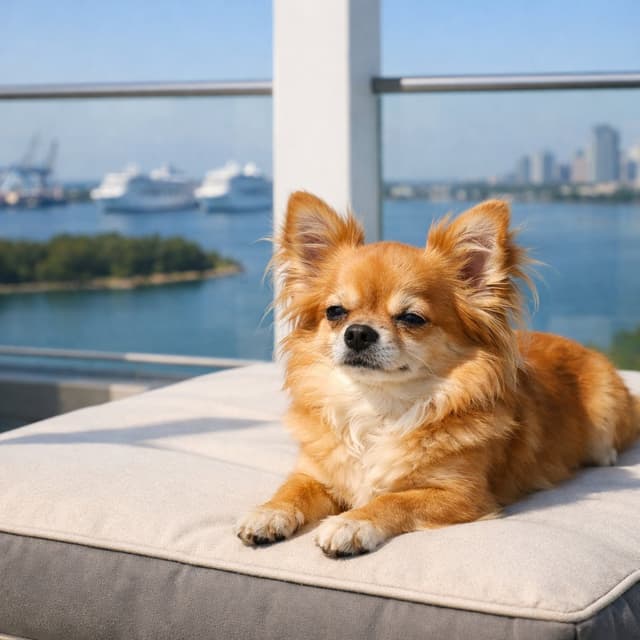 Structured Photorealistic Chihuahua on Balcony — output