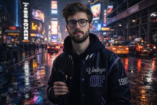 Complex Structured Prompt for Rainy Times Square Scene with Detailed Subject Description — output