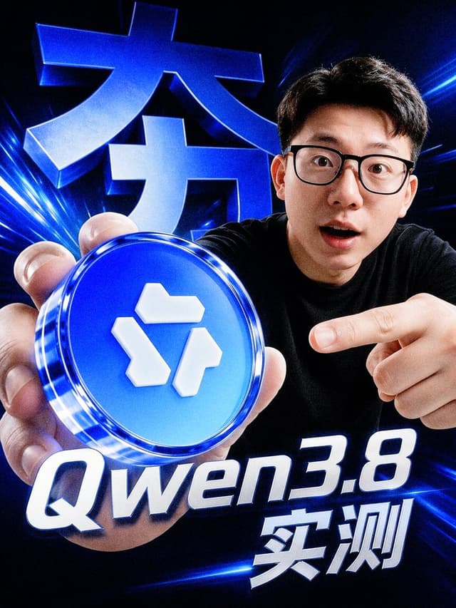 YouTube Thumbnail - Cyber Blue Qwen Tech Review Poster — output