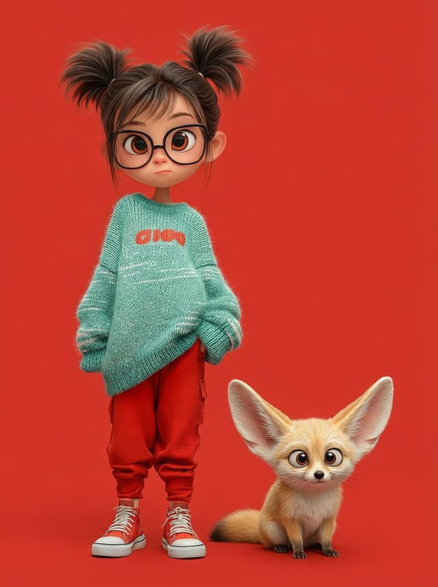 Pixar-Style 3D Character Portrait with Fennec Fox — output