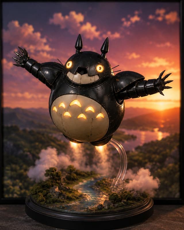 E-commerce Main Image - Glowing Totoro Robot Figure Diorama — output