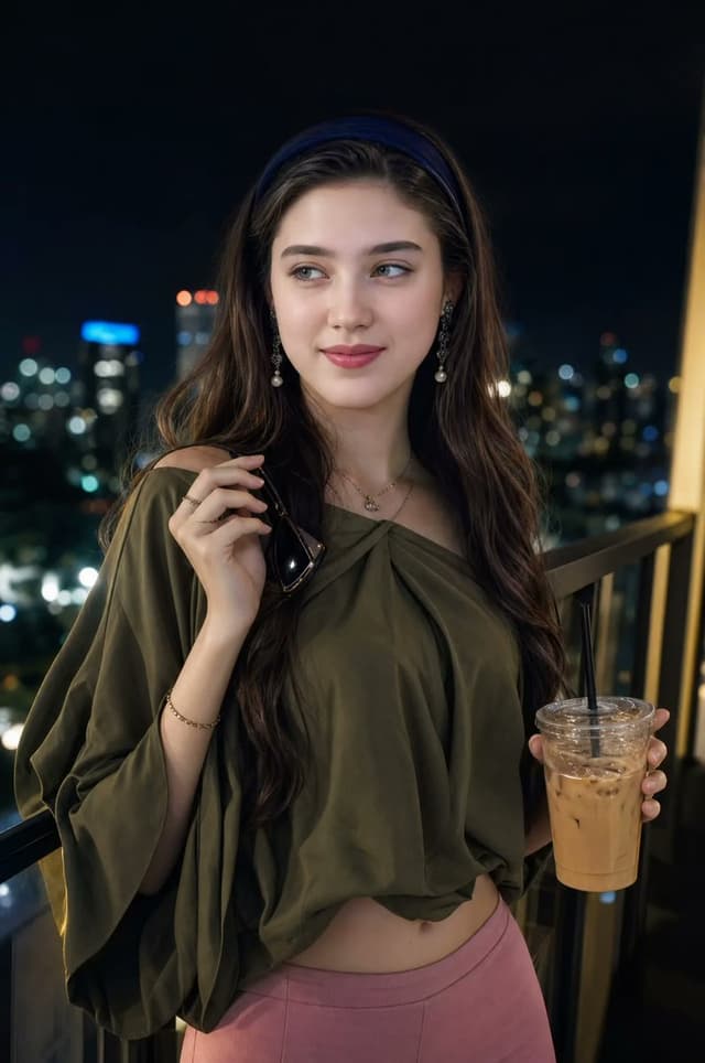 Product Marketing - Cinematic Night Balcony Fashion Portrait — output
