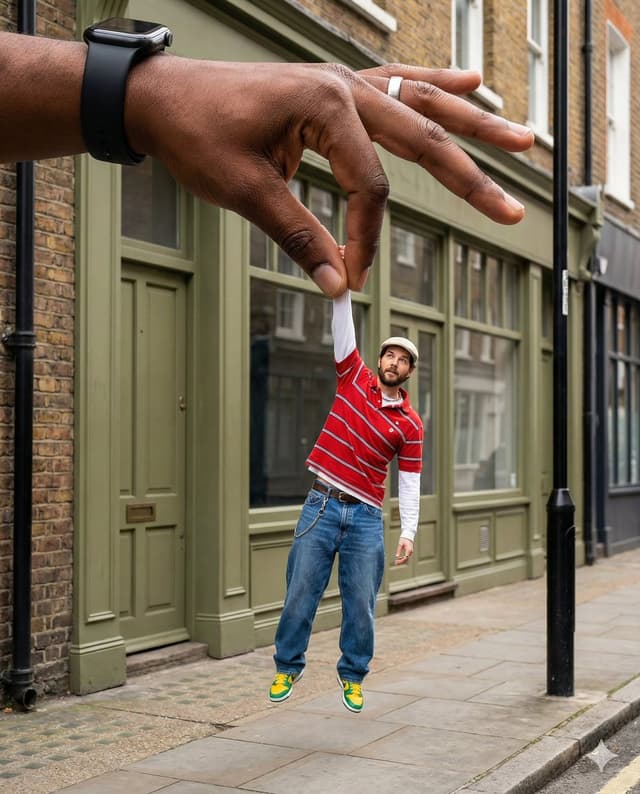 Surreal Forced-Perspective Street Photography with Giant Hand — output