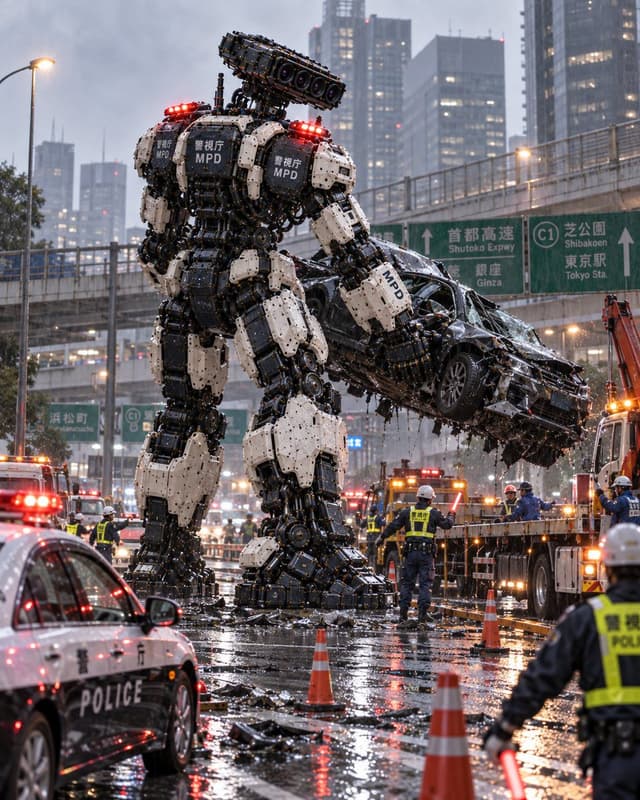 YouTube Thumbnail - Colossal MPD Robot Clearing Wreck — output