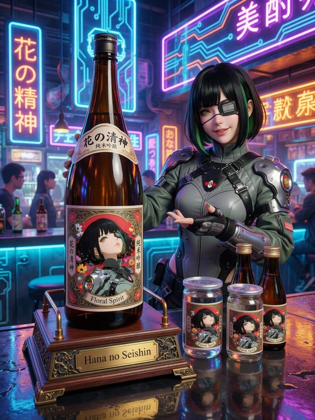 Fictional Sake Brand Bottle Design — output