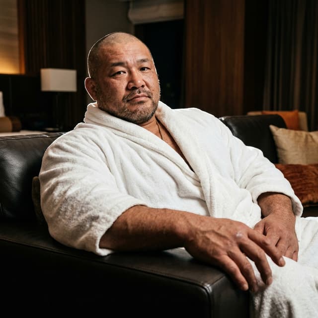 Profile / Avatar - Bald Character in Bathrobe Portrait — output