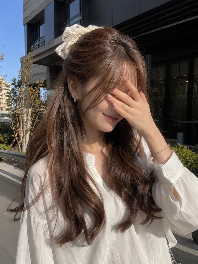 Profile / Avatar - Sunlit Portrait with Lace Bow — output