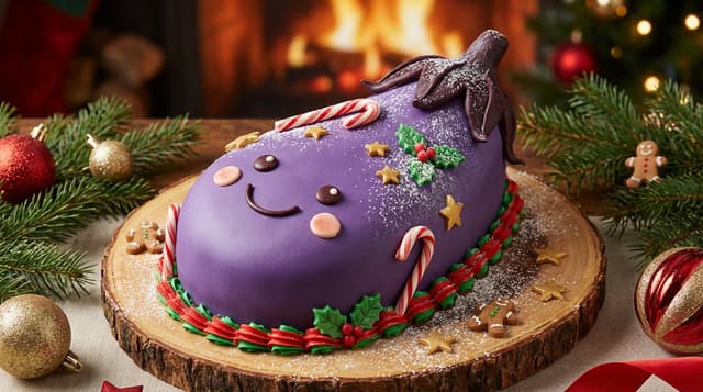 Turn a reference image into a realistic Christmas cake — output