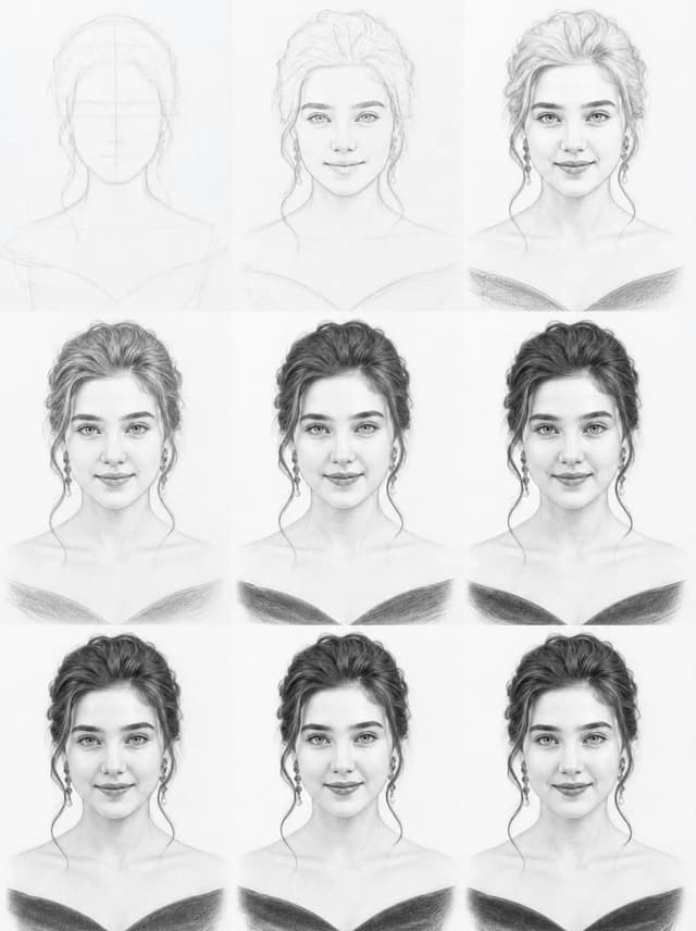 Infographic / Edu Visual - Graphite Portrait Progression Sheet — output