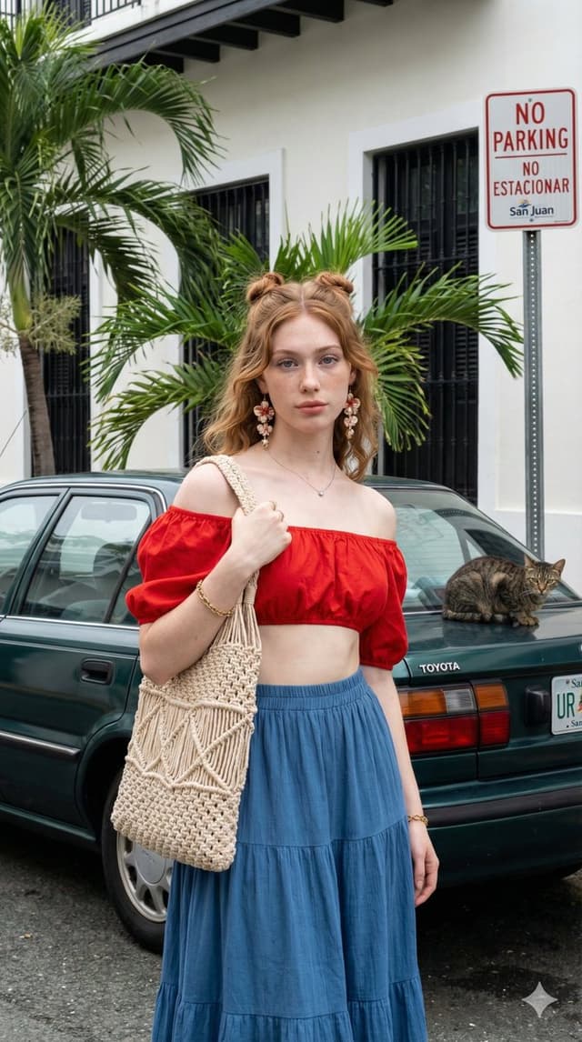 Photorealistic Spanish Beauty Portrait in Urban Tropical Setting — output