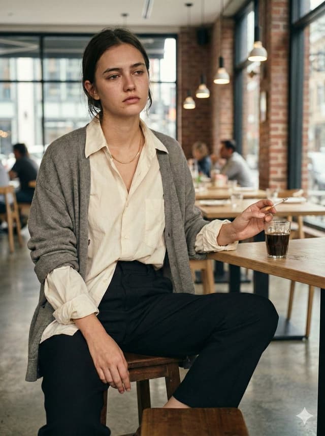 Cinematic Realism Cafe Portrait (JSON) — output