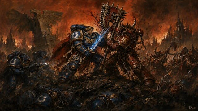 YouTube Thumbnail - Ultramarines vs World Eaters Clash