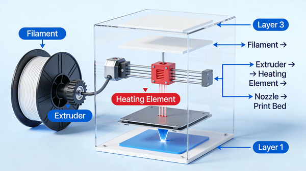 3D Printer Works Diagram — output