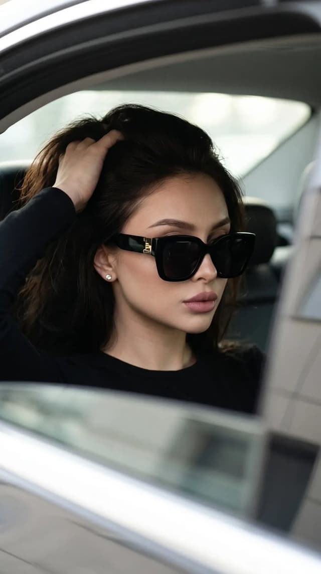 Social Media Post - High-fashion Candid Portrait in Luxury Car — output