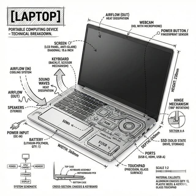 Infographic / Edu Visual - Technical Laptop Infographic Illustration — output