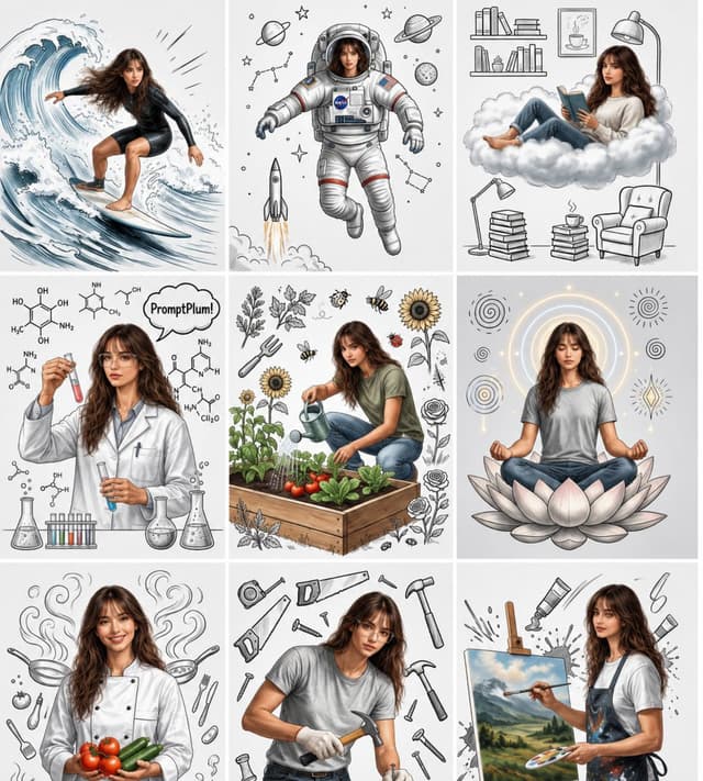 Comic / Storyboard - Consistent Character Nine-Panel Illustration Collage — output