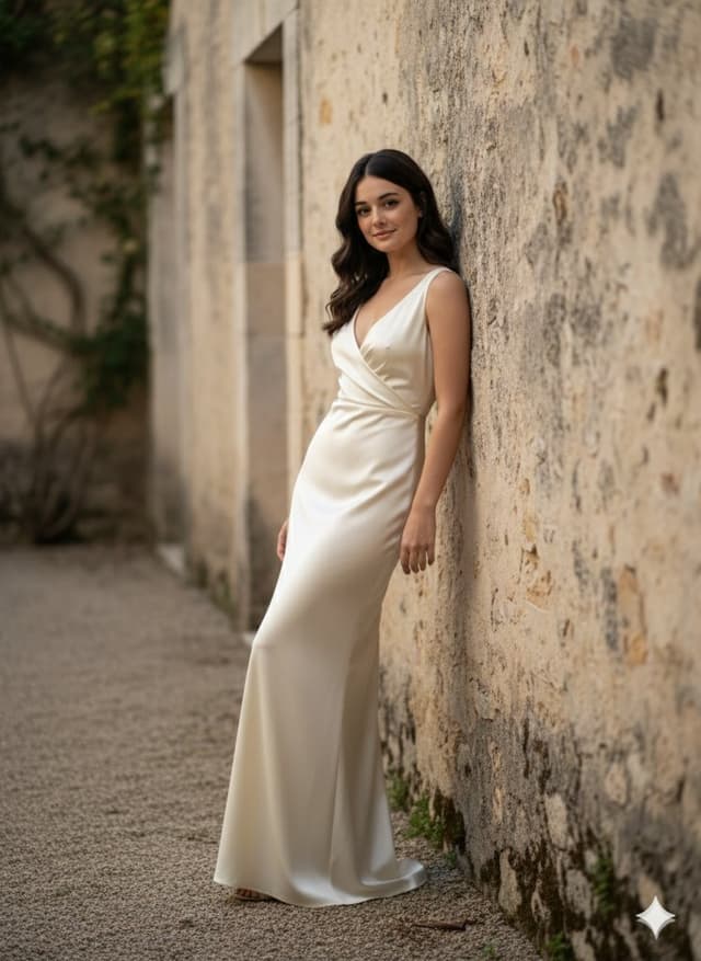 Quiet Luxury Fashion Portrait in a Courtyard Garden — output