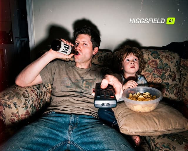 Candid Cinematic Lifestyle Photograph of Father and Child — output