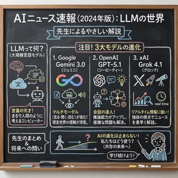 Chalkboard-style AI news summary — output