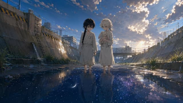 Comic / Storyboard - Anime Girls in Starry Flooded Canal — output