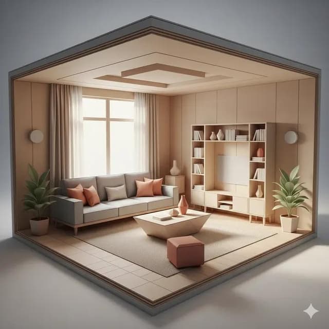 Origami Living Room Architecture Concept — output