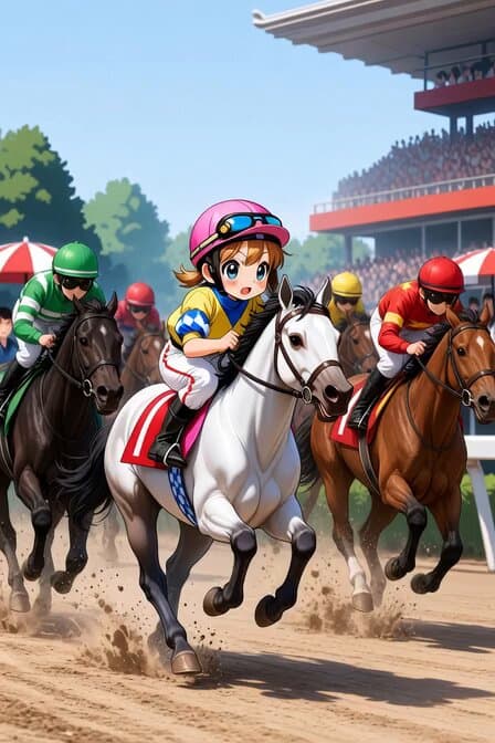 Grok Imagine Prompt: Add Other Horses and Jockeys