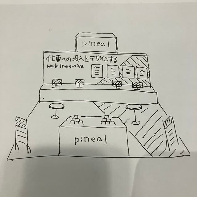 Turn booth sketch into perspective drawing — output