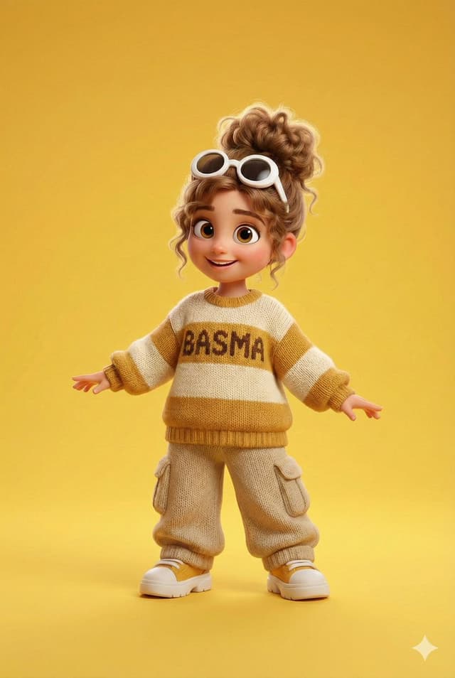 Game Asset - Pixar/Disney 3D Cartoon Character with Knitted Name — output