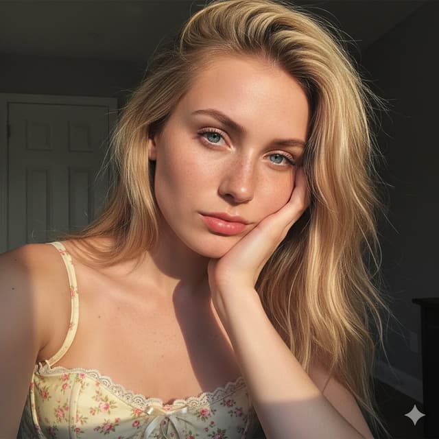 Golden Hour Freckled Portrait Selfie Prompt — output