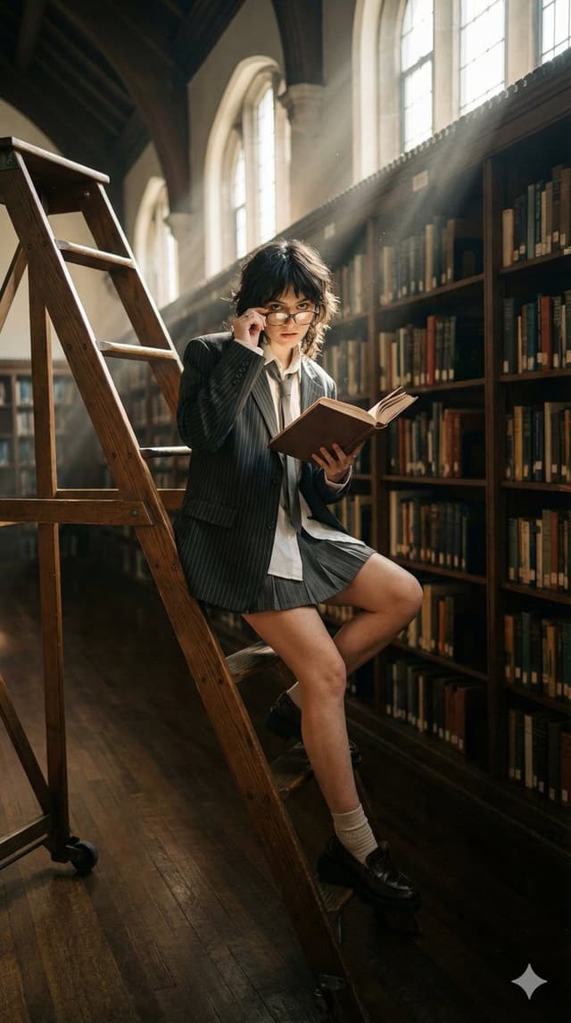 Dark Academia Library Editorial Film Still — output