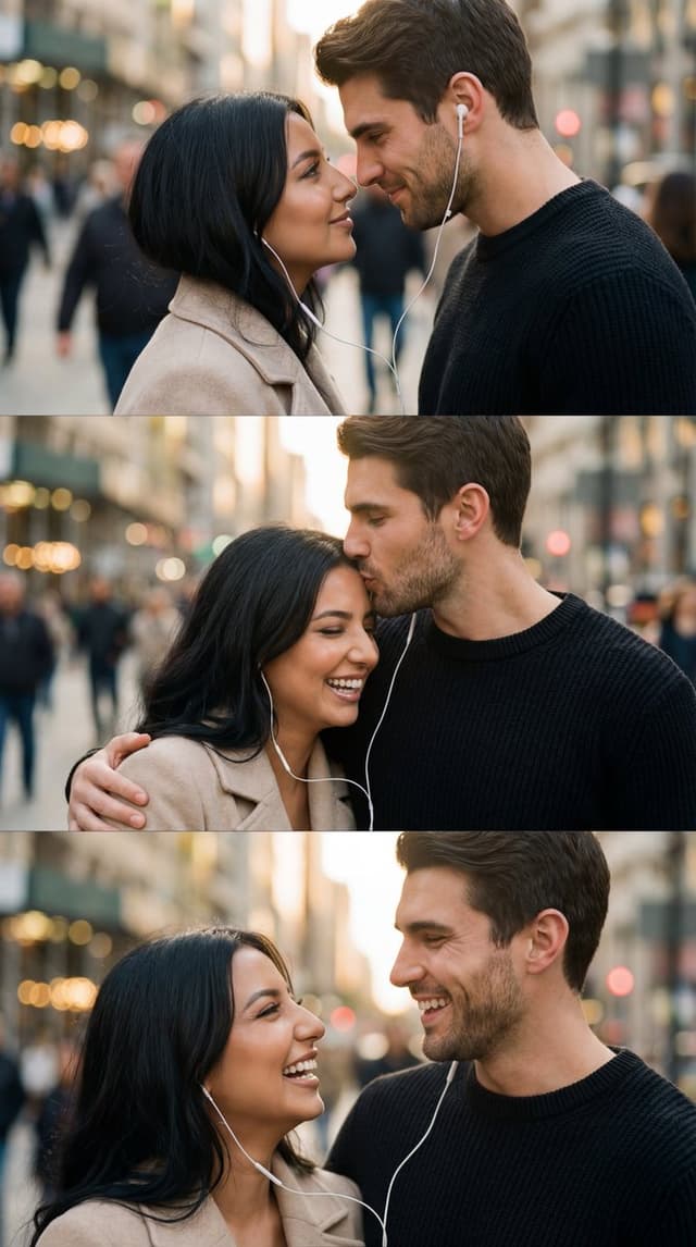 Poster / Flyer - Romantic Cinematic Triptych with Shared Earphones — output