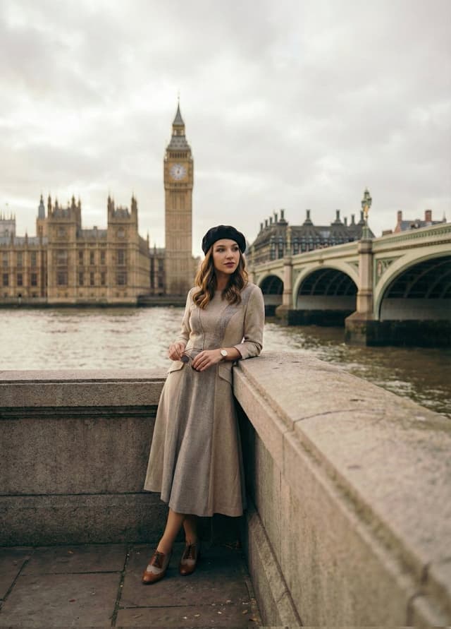 Cinematic Portrait beside the Thames River in London — output